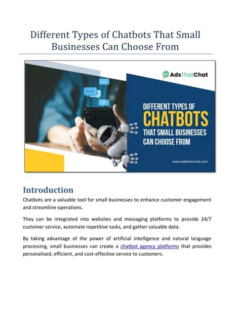 Ppt Different Types Of Chatbots That Small Businesses Can Choose From