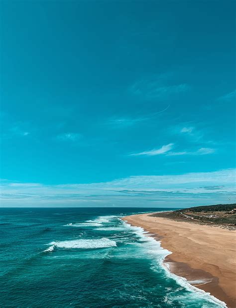 4k Free Download Sea Coast Sand Horizon Waves Hd Phone Wallpaper