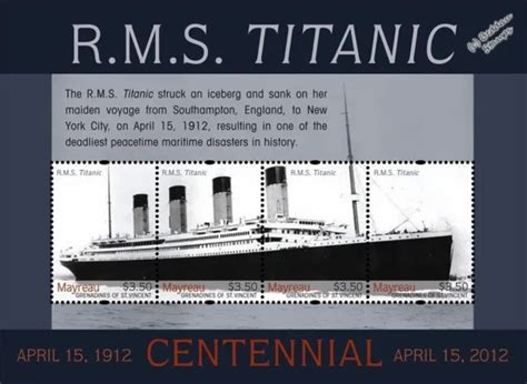 Rms Titanic White Star Line Ocean Liner Ship 4v Stamp Sheet 79 2012