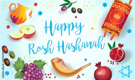 Rosh Hashanah Greeting Card Jewish New Year Text Shana Tova On
