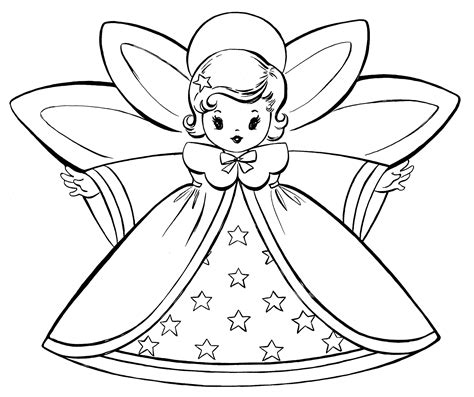 Print out these free printable christmas coloring pages online to embellish and decorate them with glitters, crayons, paints and crayons. Free Christmas Coloring Pages - Retro Angels - The Graphics Fairy