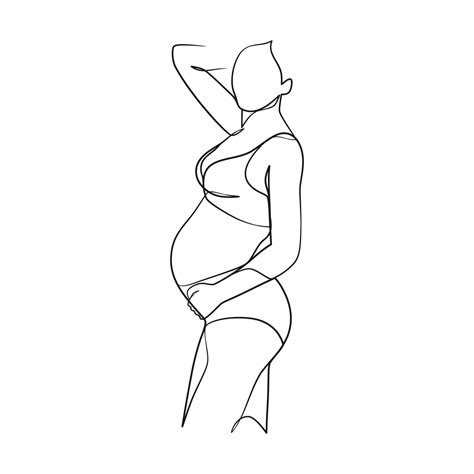 Pregnant Woman Continuous Line Art 11133920 Vector Art At Vecteezy
