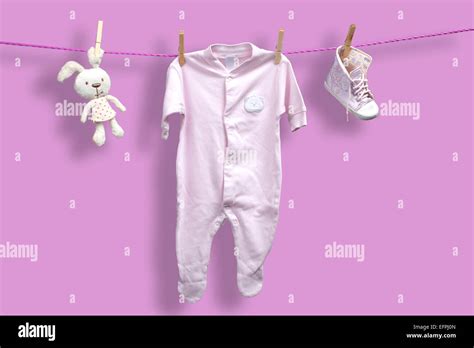 Baby Clothes On The Clothesline Stock Photo Alamy