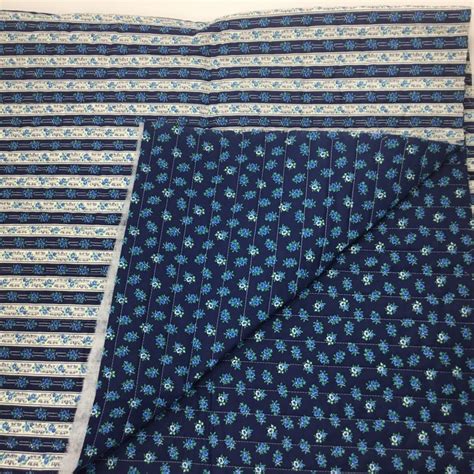 Pre Quilted Double Sided Fabric Floral Print 125 Yard Blue Etsy