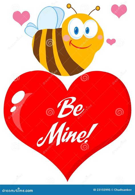 Cute Bee A Red Heart Stock Vector Illustration Of Event 23155995