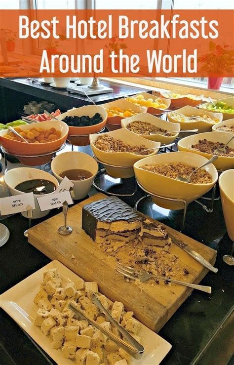 The Buffet Is Full Of Different Types Of Breakfast Foods And Desserts With Words That Read Best