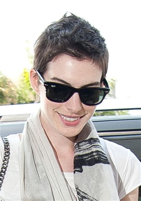 Celebrity Hairstyles Anne Hathaway With Pixie Haircut Fashion Trend