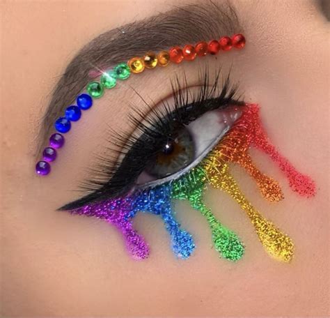 Wink Kitten Dare Lashes Rainbow Makeup Rhinestone Makeup Creative