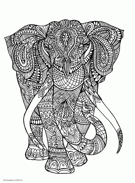 Difficult Elephant Colouring Page Coloring Pages Printablecom