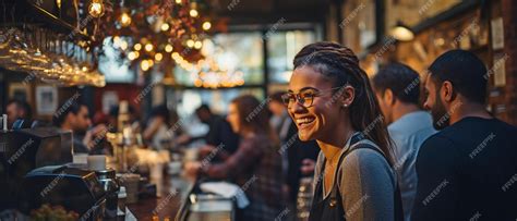 Premium Ai Image A Busy Coffee Shop Scene Exhibiting The Excitement