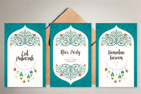 7 Set Of Ramadan Pre Made Cards 96013 Card Making Design Bundles