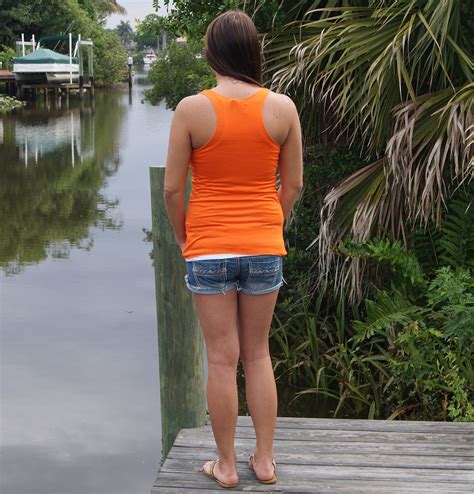 Just A Small Town Girl Orange And White Tank Top Country Shore