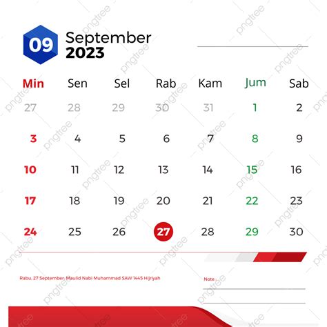 Gambar Kalender Bulanan September 2023 Rancangan Png Vektor Png Dan