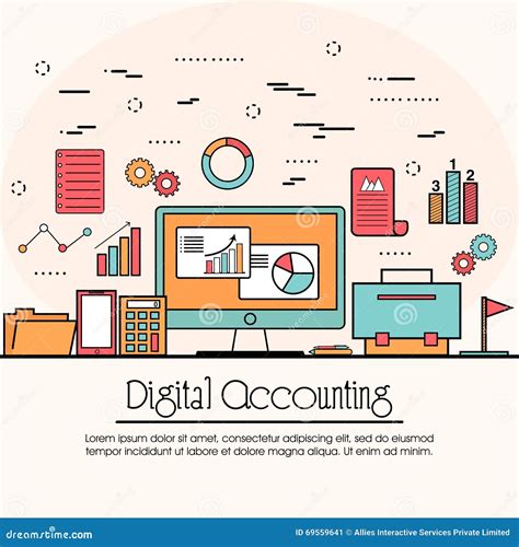 Flat Style Illustration For Digital Accounting Stock Illustration