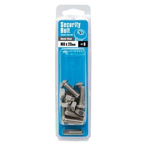 Security Bolt M8 125 X 25 Stainless Steel Round Head Pinnacle Hardware