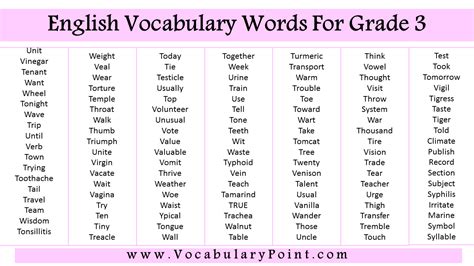 English Words For Class 3 Archives Vocabulary Point