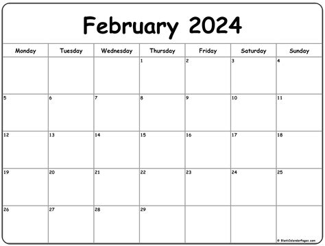 Printable Calendar February 2024 Monday Start Casey Cynthea