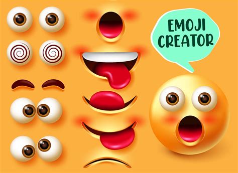 Emoji Creator Vector Set Emojis 3d Character Kit In Facial Expressions