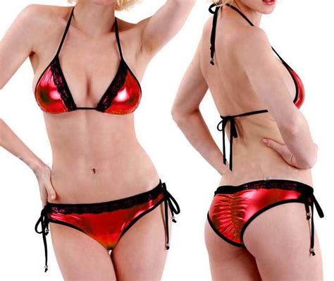 Fashion Care 2u S025 Sexy Halter Metallic Red Swimwear Swimsuit Bikini