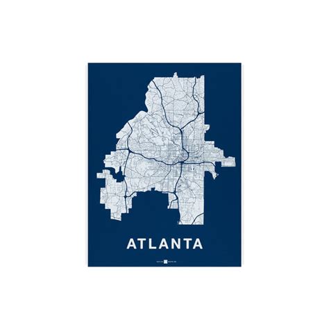 Atlanta Ga Neighborhood Map Poster Atlanta Georgia Map Art Print