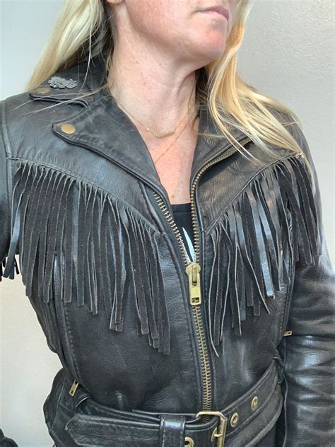Vintage Leather Moto Fringe Jacket Etsy