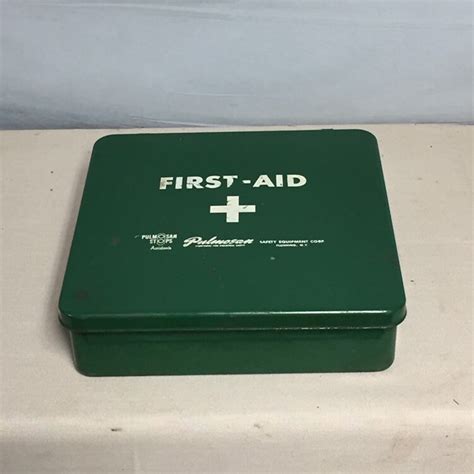Industrial Military Green Metal First Aid Kit With Contents Pulmosan