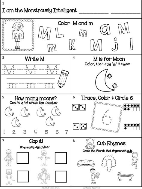 Kindergarten Homework Printable