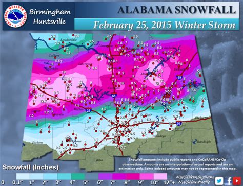 The Historic 2015 Snowstorm Across North Alabama The Alabama Weather Blog