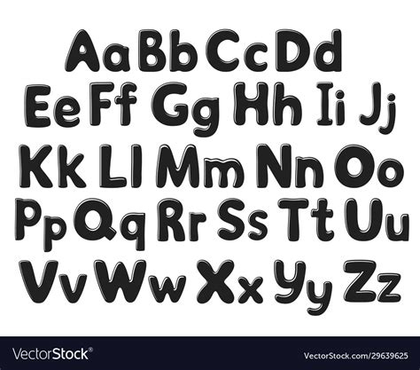 Alphabet Silhouette Set With Highlights On A White