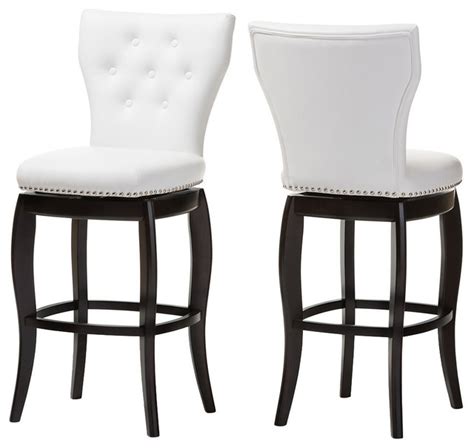 Leonice Faux Leather Button Tufted Swivel Bar Stools Set Of 2
