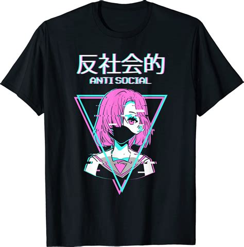 Antisocial Vaporwave Anime Girl Japanese Aesthetic T Shirt