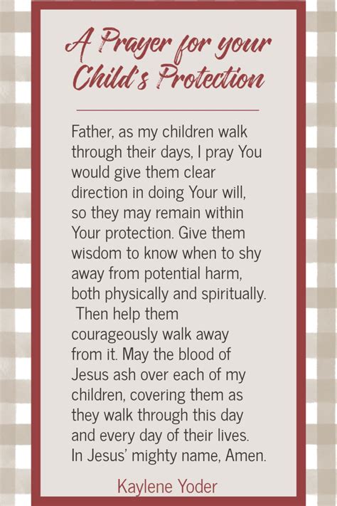 A Prayer For Your Childs Protection Kaylene Yoder In 2020 Prayers