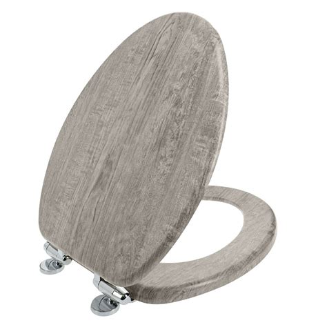 Homesolutions Elongated Distressed Wood Decorative Toilet Seat Gray