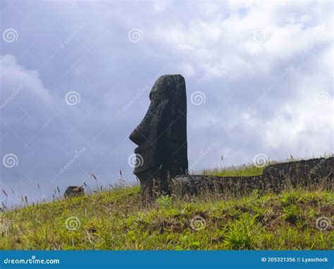 Statues Of Gods Of Easter Island Stock Photo Image Of Carved