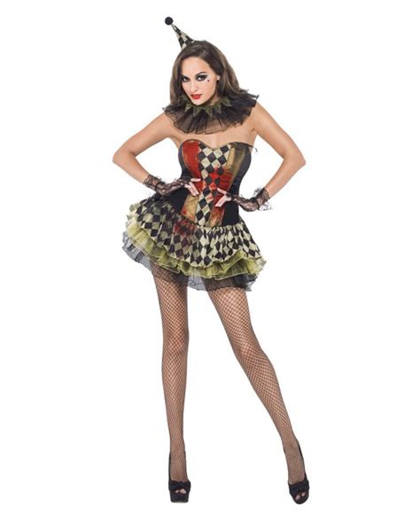 Sexy Zombie Clown Costume For Women Ladies Halloween Disguise
