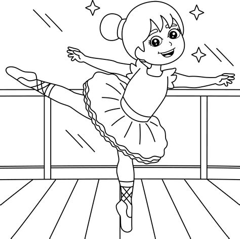 Dancing Ballerina Girl Coloring Page For Kids 6823505 Vector Art At