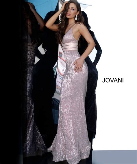Jovani 4697 Rose Gold Sequin High Waist Fitted Prom Dress