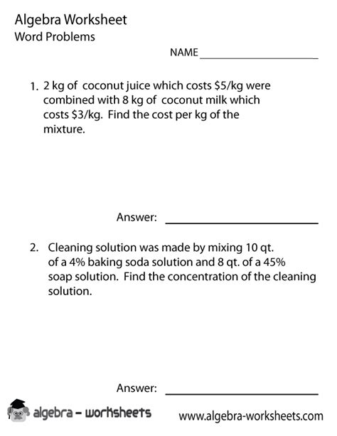 Maybe you would like to learn more about one of these? Algebra 1 Word Problems Worksheets With Answers The Best ...