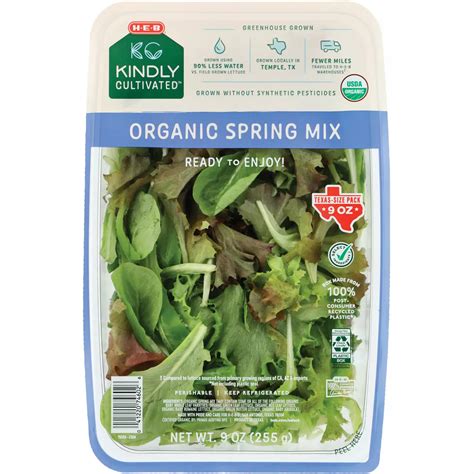 H E B Kindly Cultivated Fresh Organic Spring Mix Lettuce Texas Size