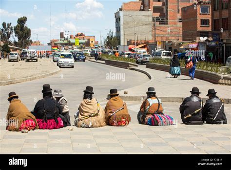 Indigenous Bolivian Women In El Alto Above La Paz Bolivia Stock Photo