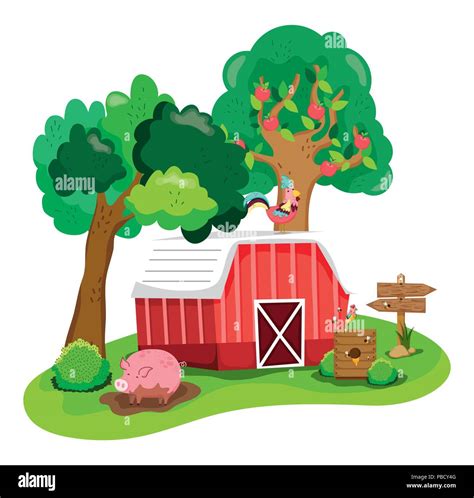 Beautiful Farm Cartoon Stock Vector Image And Art Alamy