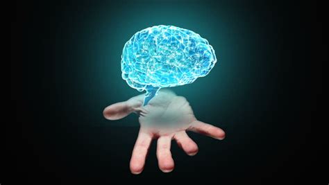 Digital Animation Of Brain Spinning On Blue Background Stock Footage
