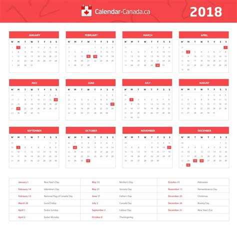 2018 Holidays Calendar Canada 2020 Calendar Printable Template
