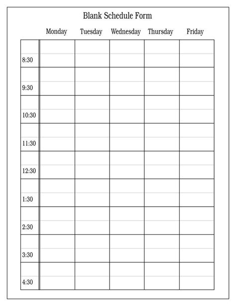 blank class roster printable blank schedule form