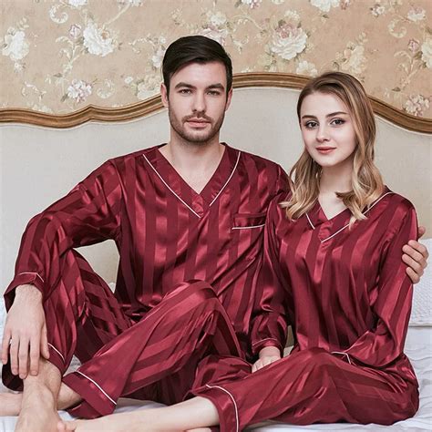 Fzslcyiyi Newest Young Lovers Pajamas Silk Women Pullover Long Sleeve Summer Pyjama Loose Men