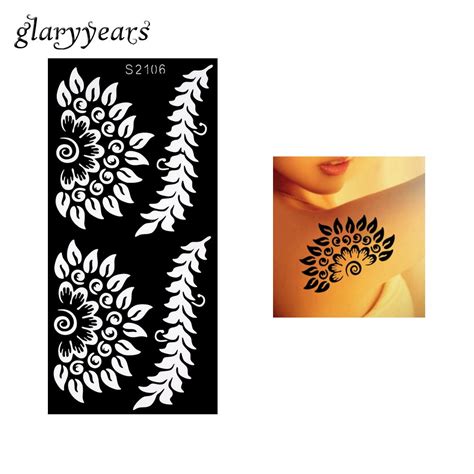 1 Piece Hollow Henna Tattoo Stencil Airbrush Painting Flowers Branch