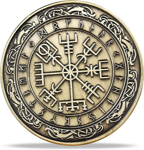 Viking Vegvisir Coin Viking Compass Coin Wayfinder Symbol Nordic