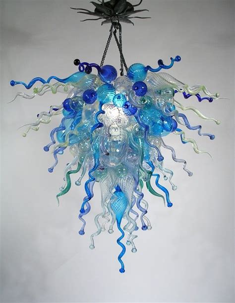 Latest Turquoise Blown Glass Chandeliers