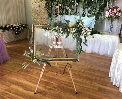 Wedding Hire Welcome Sign Welcome Easel Decorated With Artificial