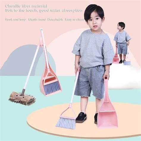 Children Play House Toys Cute Cartoon Mini Mop Broom Dust Set Cleaning